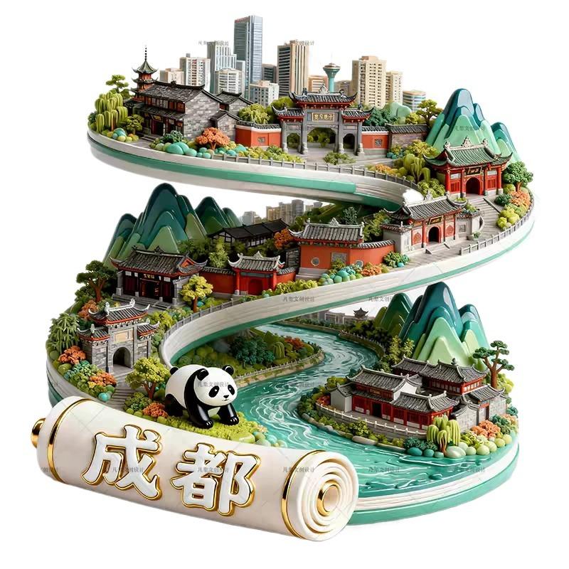 

China Souvenirs Fujian Metal Fridge Stickers Jiuhuashan Lushan Hengshan Huashan Shanghai Chengdu Suzhou Fridge Magnets Gifts