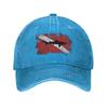 Boné Jeans Esportivo Retrô Bandeira de Mergulho Scuba Tubarão Vintage Ajustável Snapback Casquetes Unissex Liso Baseball Chapéu Cowboy