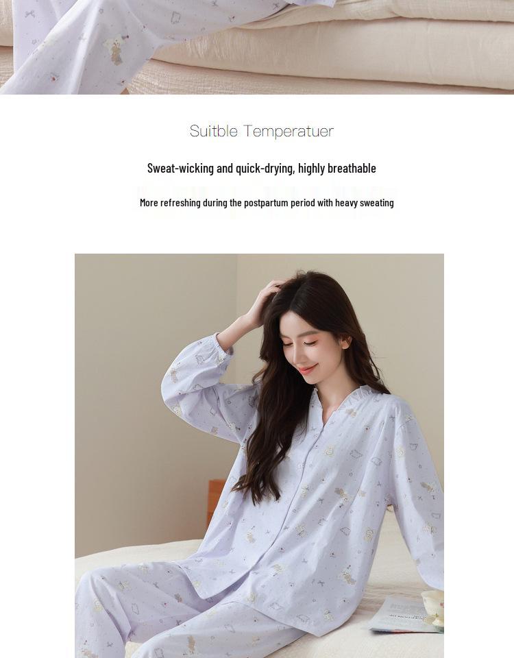 Four Seasons A-Class Antibacterial Cotton Maternity Pajamas for Labor, Postpartum, and Nursing