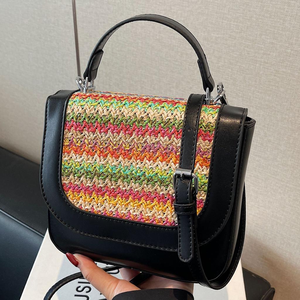 Summer popular woven bag women's 2025 new fashion versatile portable bucket bag casual foreign style commuter messenger bag