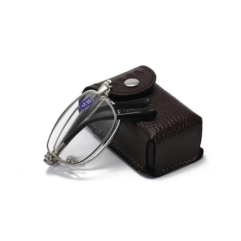 Hot Fashion Mini Design Reading Glasses Men Women Folding Small Glasses Frame Black Metal Glasses With Original Box Portable