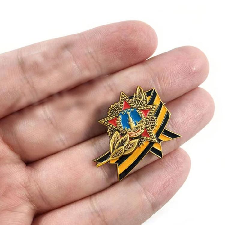 Sophisticated George Soviet Russia Medals Brooch with Rich Historical Significance Unique Badge Pin for Enthusiasts