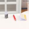 1Set 1:12 Dollhouse Pencil Eraser Notebook Set Student Stationery Model Kid Pretend Play Toy Doll House Accessories