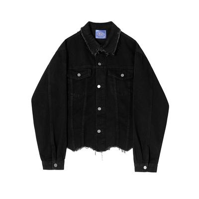 Short Denim Jacket Men's Spring Lapel Jacket Korean Style Trendy Loose Denim Jacket