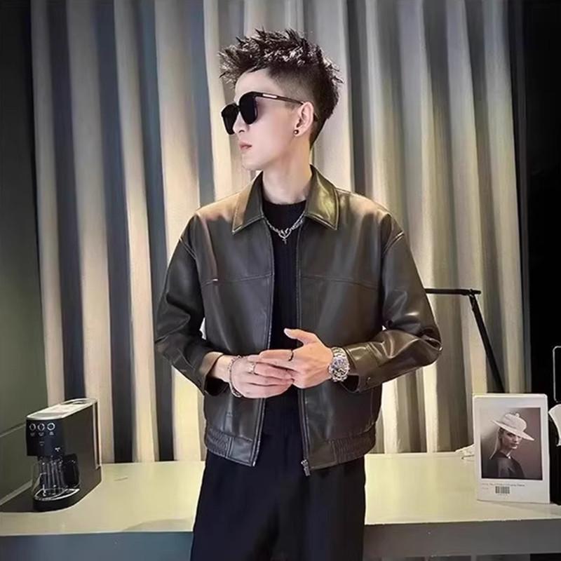 Men's Trendy Short Leather Jacket - Cool Street Style Fashion for Spring & Autumn 2025