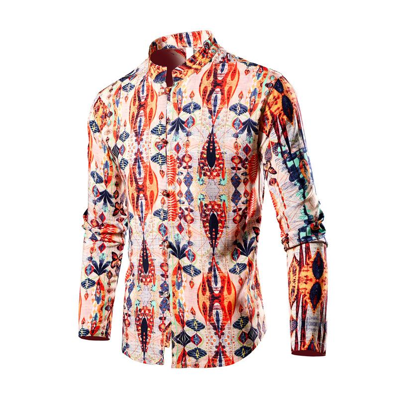 Autumn and Winter New Product Button-up Stand-up Collar Trendy Long-sleeved Shirt Shirt Men's Cardigan