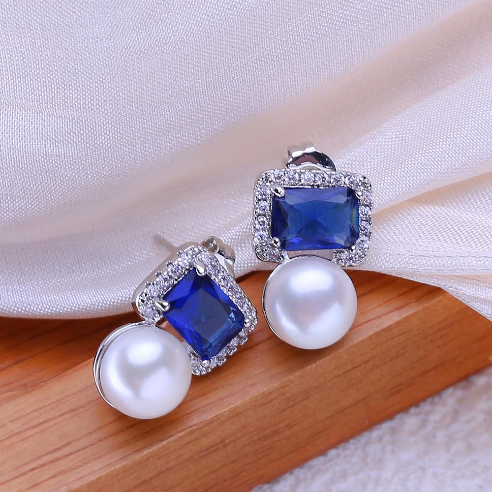 LSOOYH Náušnice z přírodních sladkovodních pěstovaných perel Stříbrná barva Pecky Módní dárky pro ženy Velkoobchod