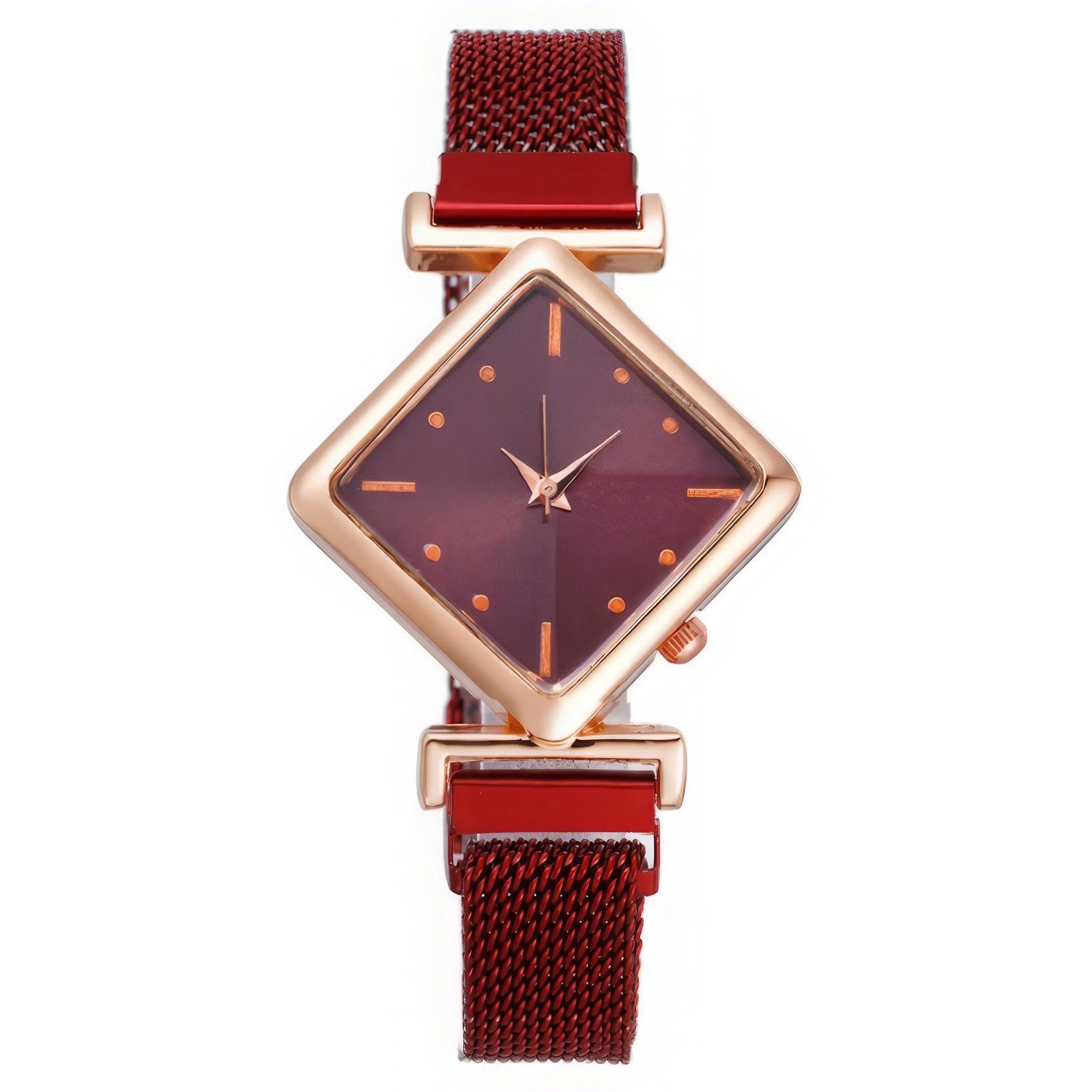 

Женские модные кожаные часы One Size красный