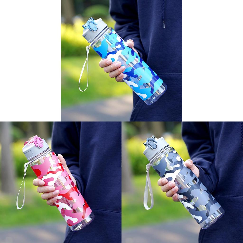 Camouflage Sports Plastic Cup With Oneclick Flip Lid For Outdoor Kids And Students