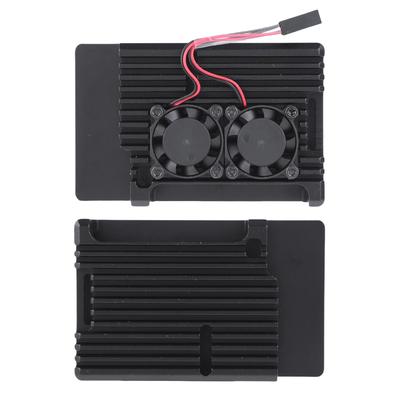 Heavy Duty Passive Cooling Metal Case with Dual Cooling Fan Aluminum Cooling Case with Thermal Tape for Raspberry Pi 4B