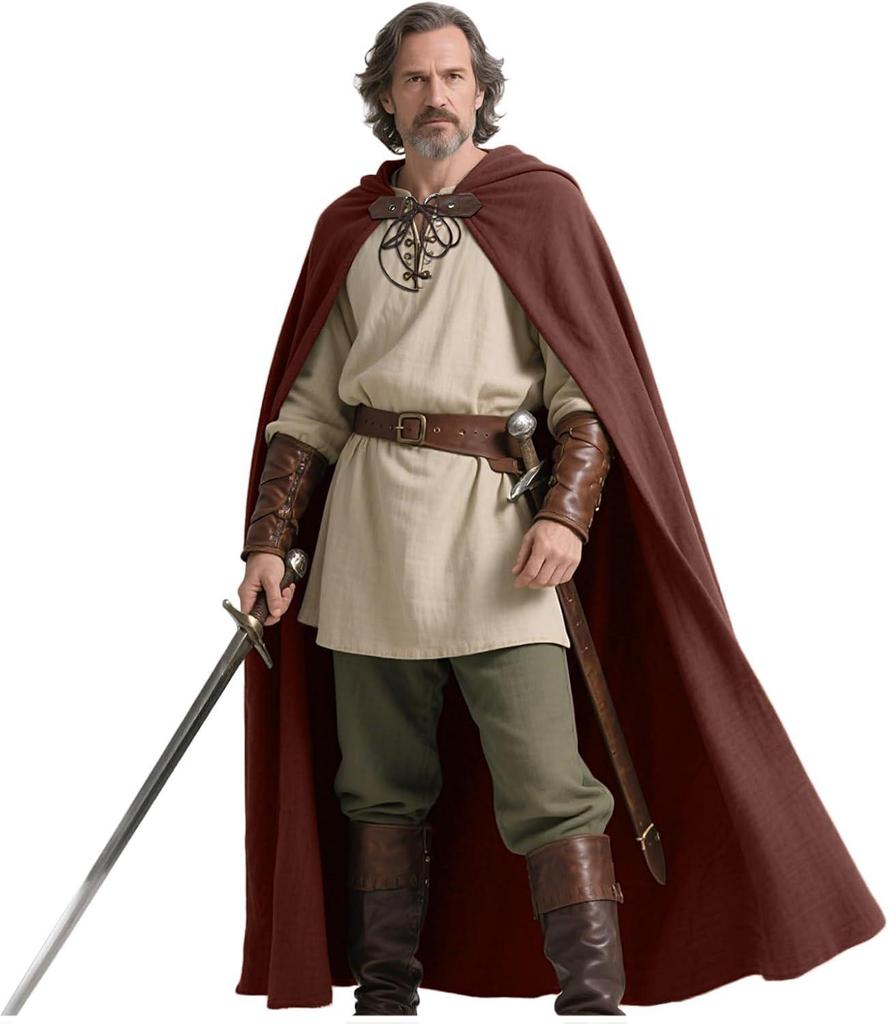 Medieval Hooded Cloak - Linen, Available in 6 Colors for Halloween