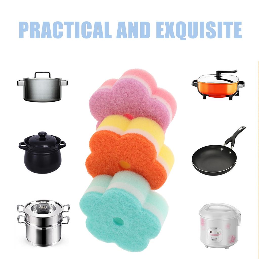 LEDMOMO Sponge for 10 Sponge for Sponge Sponge Cloth for Flower Shape Kitchen, Pieces, Dishwashing, Scratch-Free, Antibacterial, Dishwashing, Foaming,