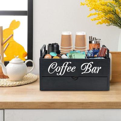 Arbeitsplatten-Kaffeebar-Organizer Kaffee-Korbhalter Holz-Kaffeekapselhalter Aufbewahrungskorb Für Büros Kaffeebar