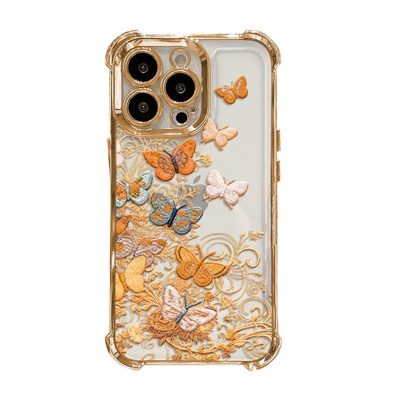 Color butterfly is suitable for Apple 17 transparent mobile phone case iphone15promax electroplating anti-drop 16 new 14 women
