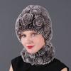 Rex Rabbit Rose Hat and Flower Scarf Set Specializing In the Production of Rex Rabbit Scarf Hat Two-piece Adult Hat