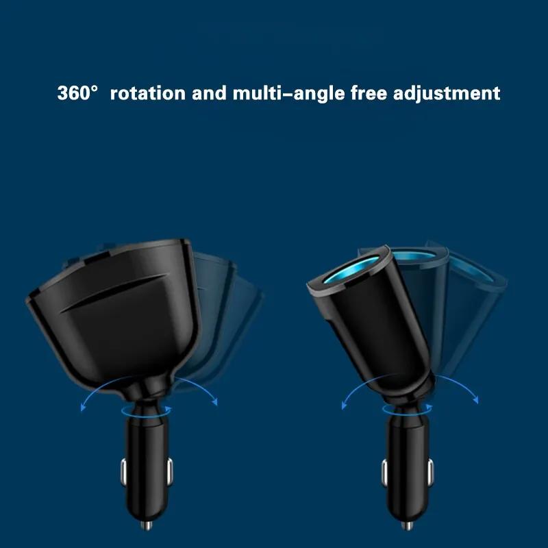 120-240W PD QC3.0 Car Fast Charger Adapter Car Socket Splitter Digital Display Power Adapter for All Phone