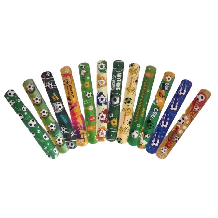 12Pcs Soccer Glove Pattern Slap Bracelets Kids Wristband Football Snap Bracelet