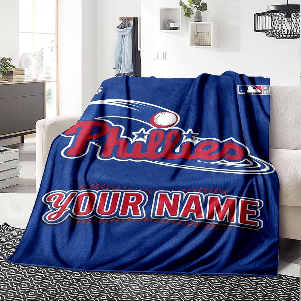 Name Custom Philadelphia phillies Print Flannel Blanket High Quality Warm Comfortable Cover for All Seasons Perfect for Gifts Home Decor