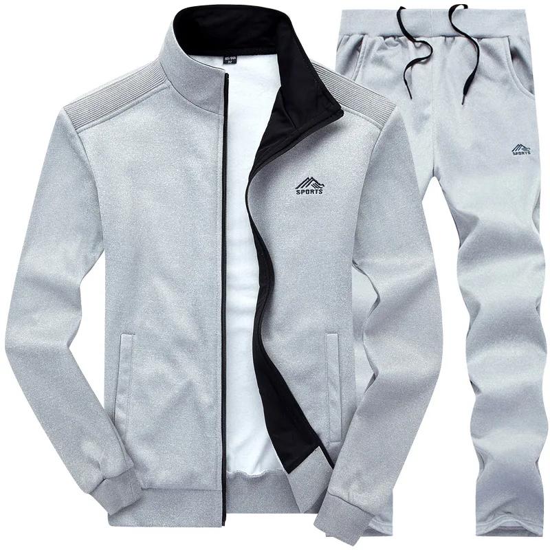 Tracksuits Men Sweatshirt Sporting Fleece Gyms Jacket + Pants Casual Men's Track Suit Sportswear Fitness