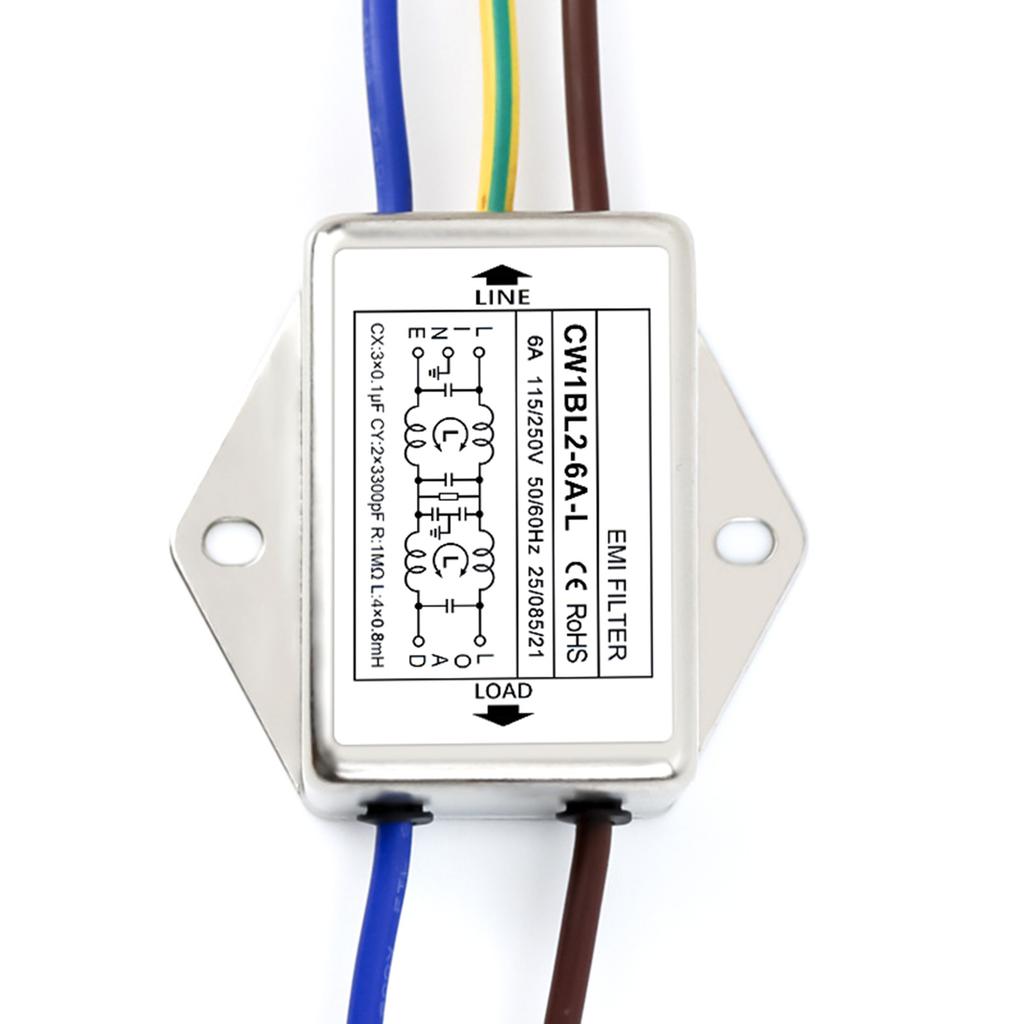 Filter Single Phase 250V Electromagnetic Interferences Suppressors for Continuous and Intermittent Pulse Disturbances
