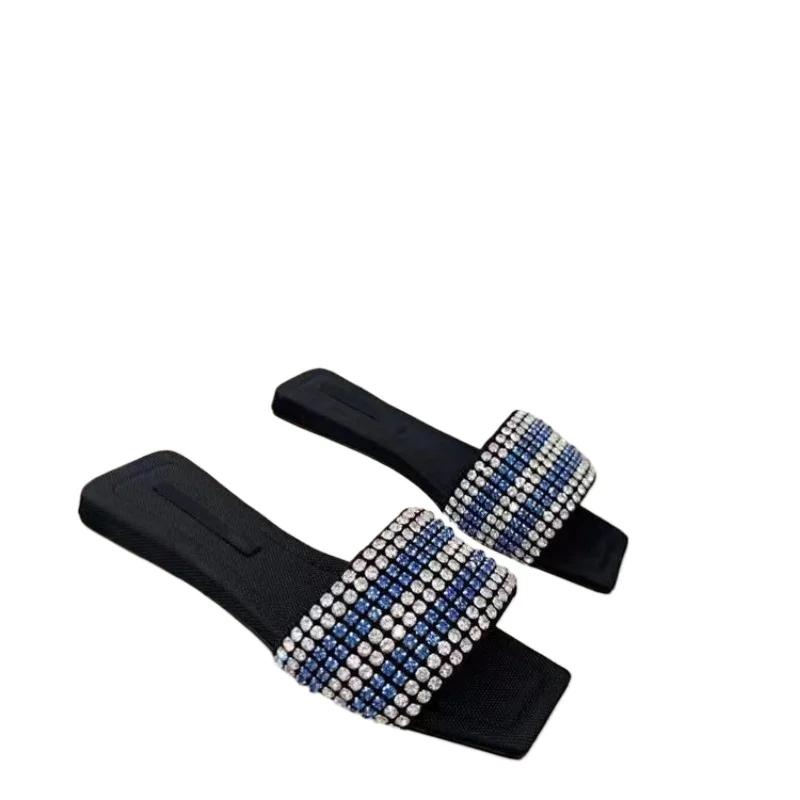 Fashion Fashion Shoes for Women 2025 New Open Toe Women's Slippers Crystal Daily Slippers Women Summer Best Seller Flat Slippers Zapatos