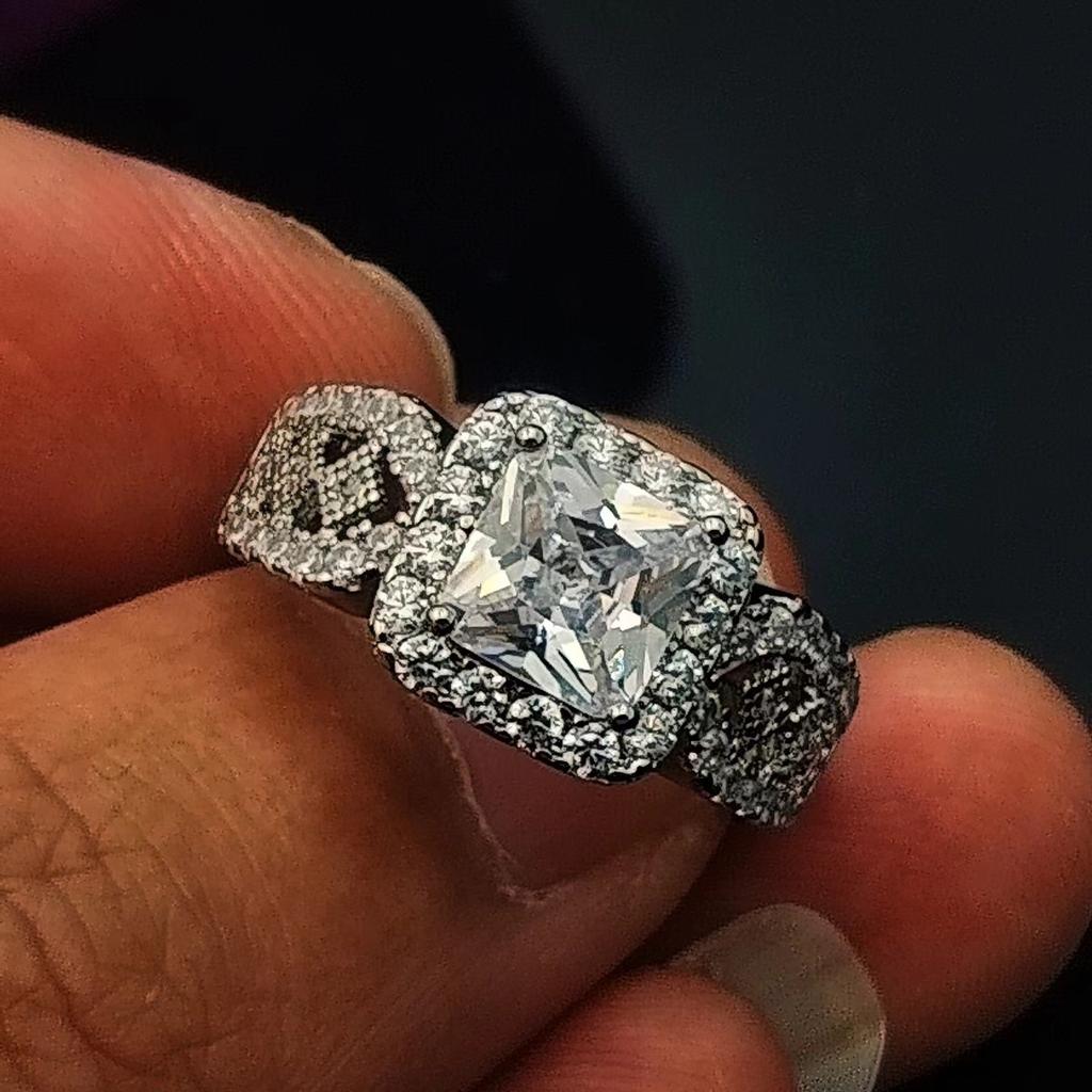 Fashion Accessories Princess Square Bag Zircon Jewelry Ring Women'S Diamond Ring Trend High Carbon Diamond Ring