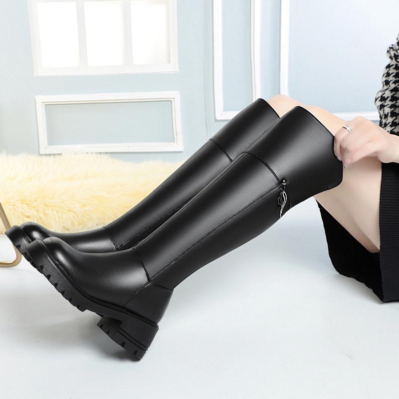 Fashion AIYUQI Women's Over The Knee Boots 2025 New Genuine Leather Winter Boots Women Wool Heel Platform Women's Boots