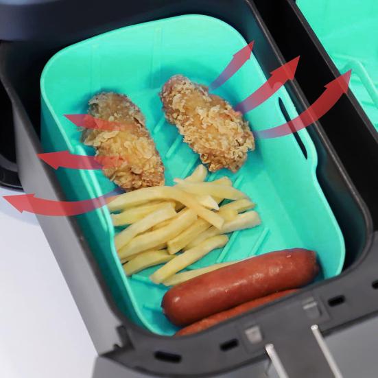 Silicone Air Fryer Liner Food Grade Non-Stick Mat Heat Resistant Reusable Baking Pan Liner Dishwasher Safe Fryer Basket Insert