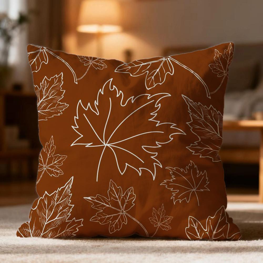 Hot Maple Leaf Vintage Print Cushion Cover Soft Washable Pillow Case Multi-Scene for Couch Bed Travel Office Use