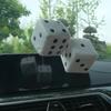 2PCS Auto sSoft Fuzzy Dice Dots Rear View Mirror Hanger Decoration Car Styling Interior Accessorie 6 Colors