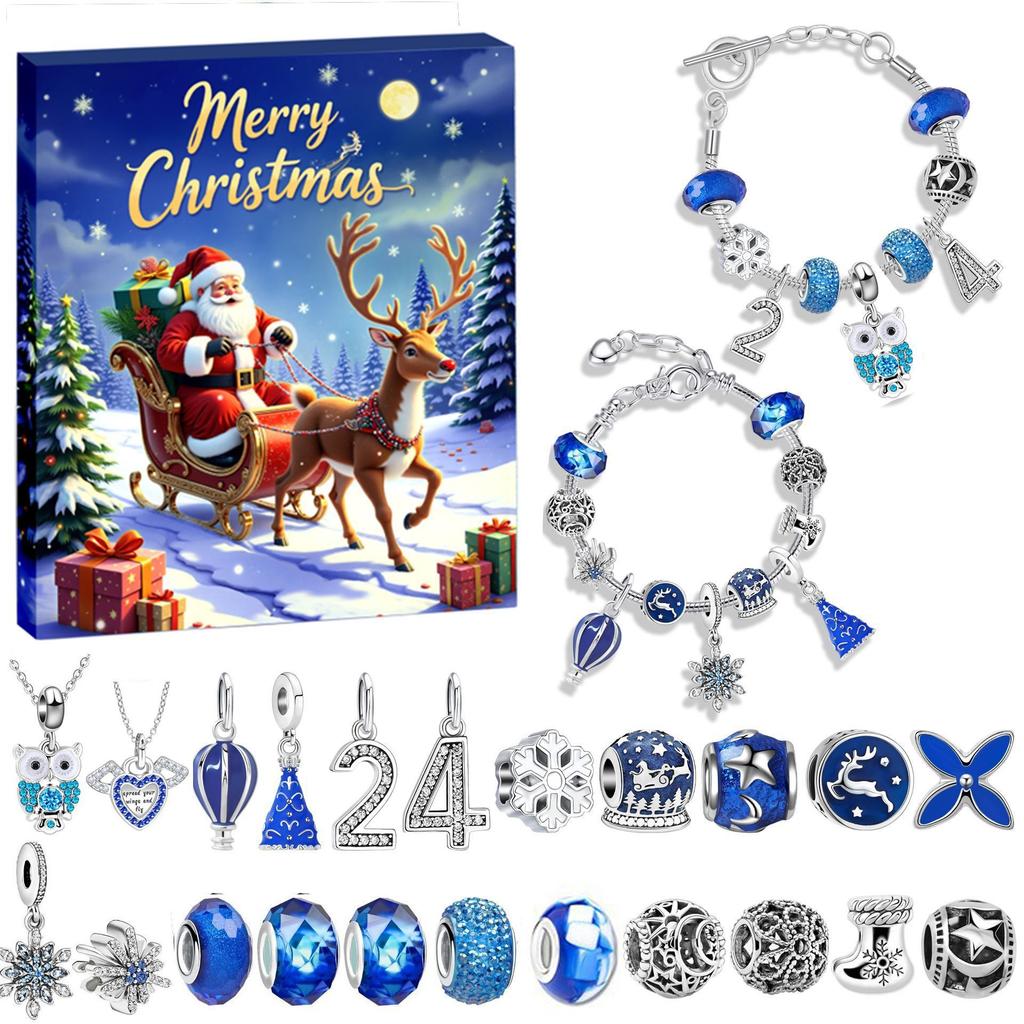 Christmas Bracelet DIY Crystal Beaded Alloy Jewelry Santa Blind Box Children's Holiday Gift