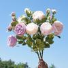 Realistic Silk Roses Flowers Plastic Fake Flowers Artificial Roses Flowers Bouquet  Mother's Day