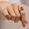 Yori Natural Turquoise Stone Stainless Steel Ring Summer Bohemia Woman Charm Texture Waterproof Jewelry for Women