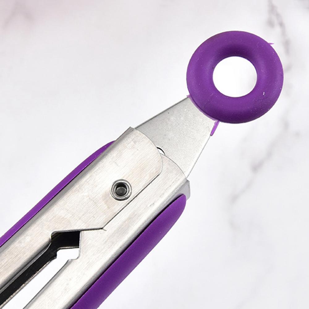 Steel Handle Heat Resistant Silicone Noodles Clamp Pasta Tools Food Serving Tongs BBQ Clips