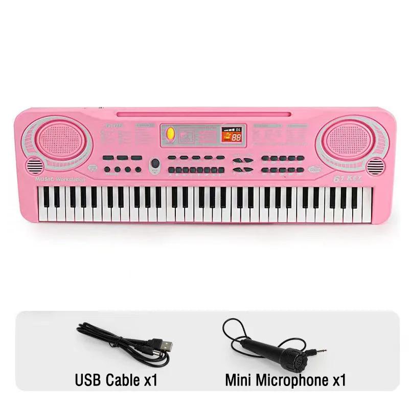 Non-Toxic Kids Electronic Piano Keyboard Portable 61 Keys Organ With Microphone Education Toys Musical Instrument Gift For Child Beginner