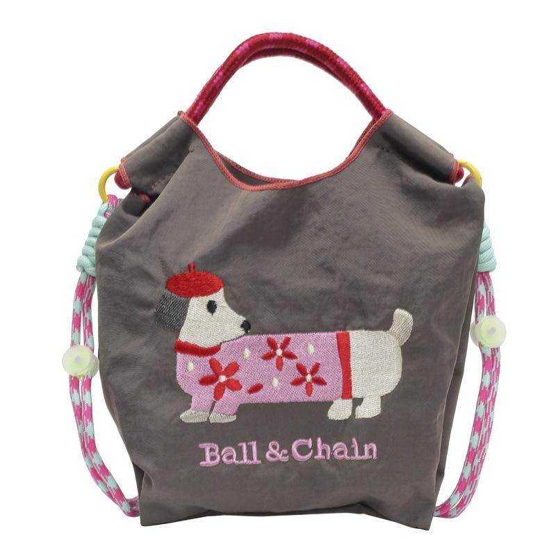 High round embroidered shopping bag, nylon waterproof tote bag, environmentally friendly folding portable shoulder bag.