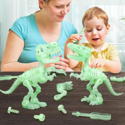 Yousheng Glow-in-the-dark Skeleton Dinosaur Toy 3D Printed Movable Jaw Tyrannosaurus Fidget Toy Articulated Dino Model Figurine Desktop Decoration