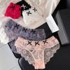 Low Waist Bowknot Lace Panties Japanese Style Mini Bow Underpants Breathable Thong for Women  Lady