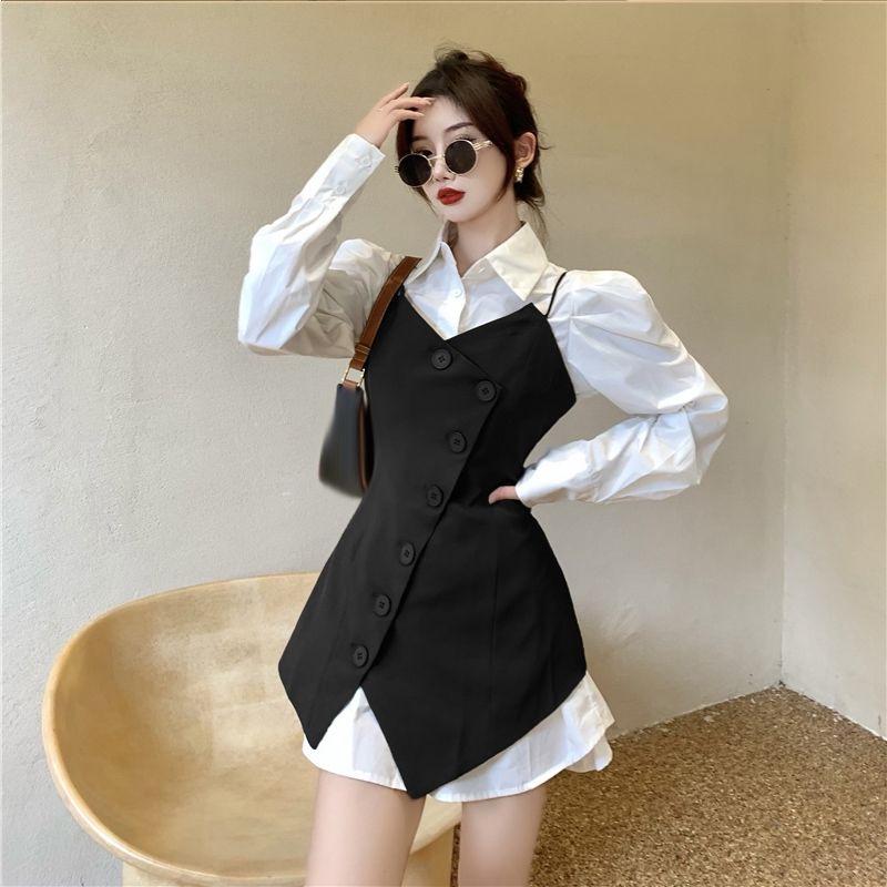 Women's Spring Slimming Mid-length Waist-cinching Vest Jacket with Unique Design 
