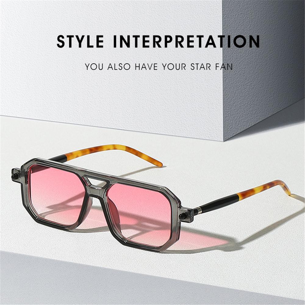 Retro Double Bridge Dámske Slnečné okuliare Módne Leopardie Slnečné okuliare s Trendy Street Wear Tiene Pánske Okuliare Uv400