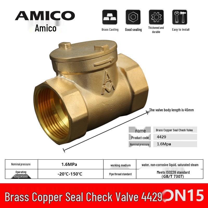 

Amecco Copper Horizontal One-Way Check Valve H14W-16T, Tap Water Non-Return Type 4429