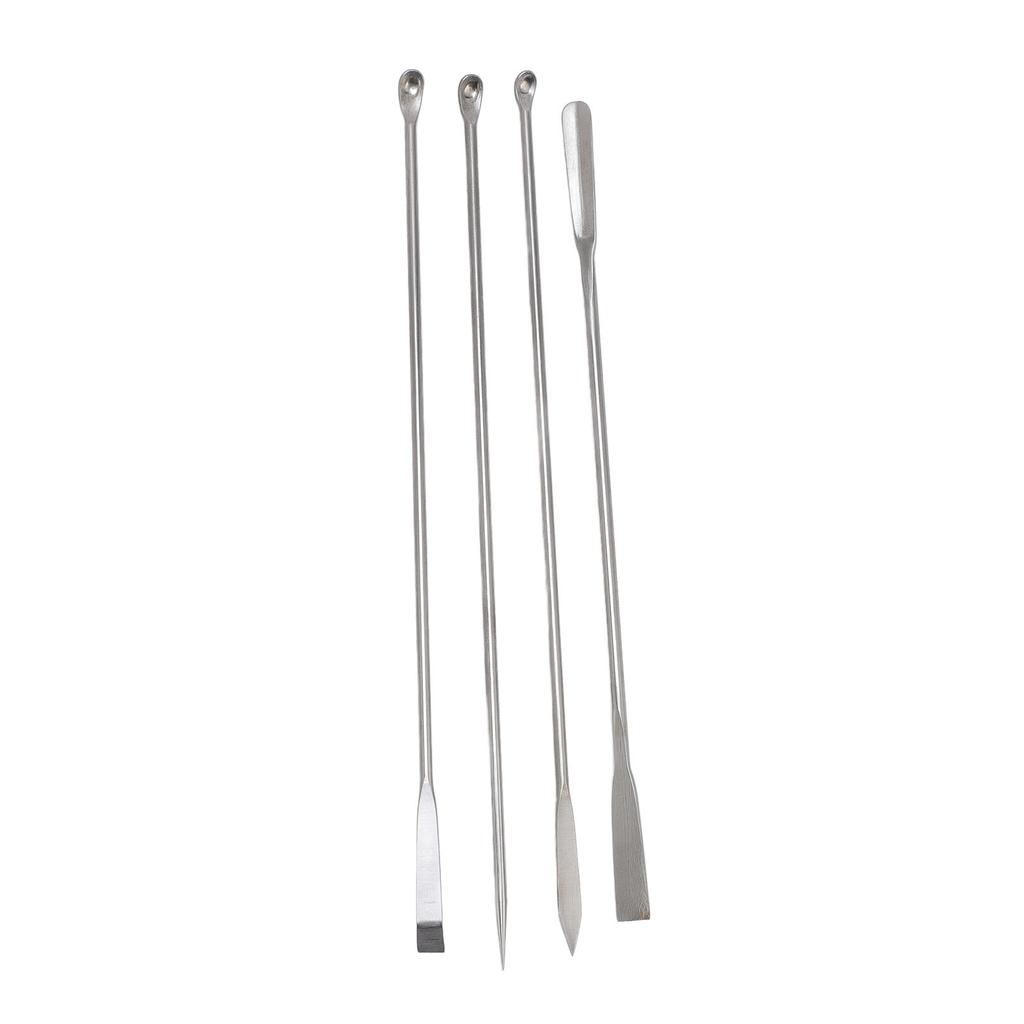 4Pcs Laboratory Spatula Set 304 Stainless Steel Micro Spoon for Mixing with Storage Bag