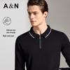 Antonio Men's Silk Linen Cotton Blend Business Casual Long Sleeve Polo Shirt