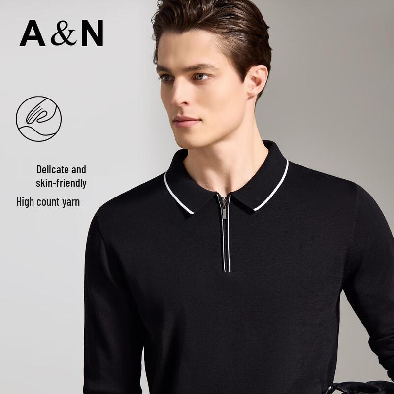Antonio Men's Silk Linen Cotton Blend Business Casual Long Sleeve Polo Shirt