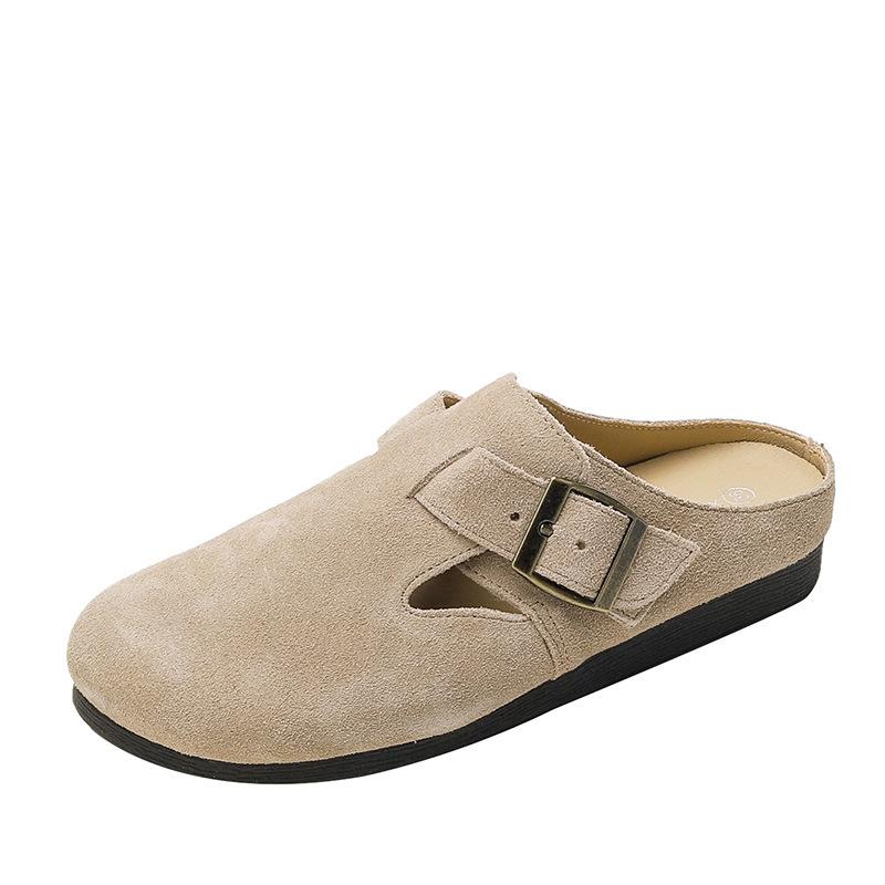 Cowhide version~ Boken shoes women's genuine leather matte flat bottom one pedal soft sole soft surface ugly cute retro Boken shoes single shoes