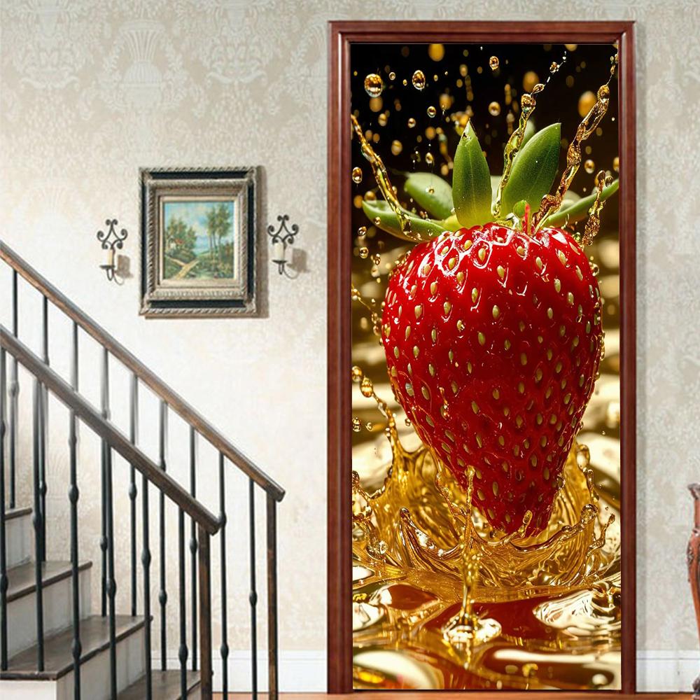 Fruit Lemon Door Stickers 3D Removable Vinilos Para Puertas Adhesive Wallpaper Art Murals for Doors Bibliotheque Modern Home Decor