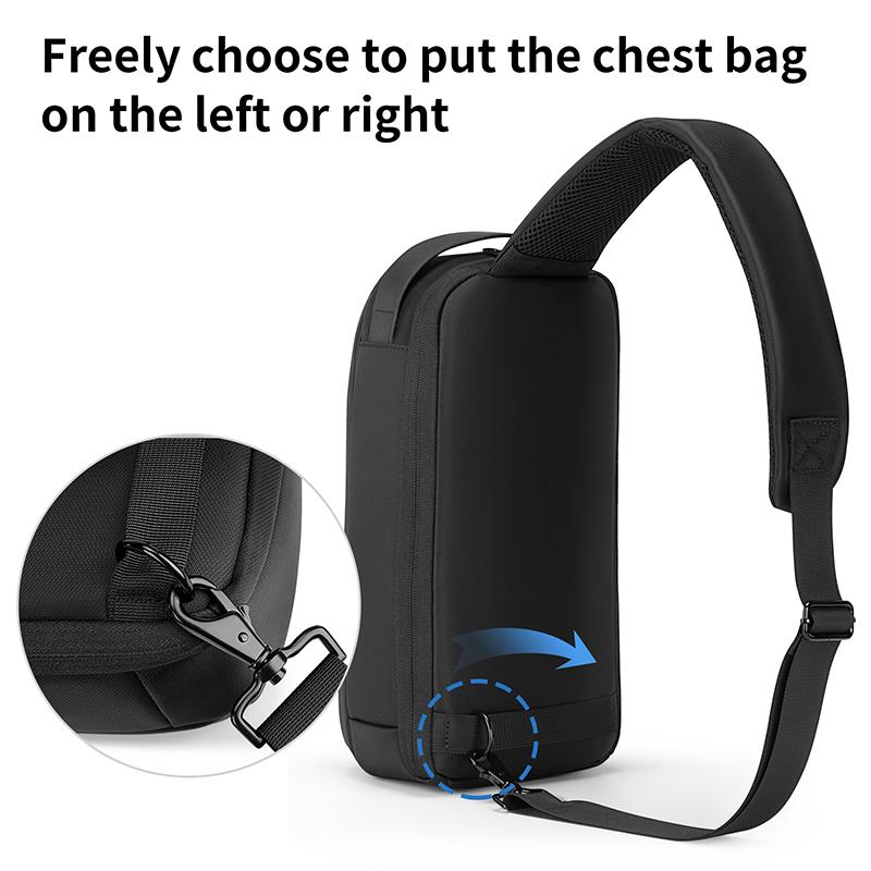 Herren Brusttasche Kingsons 9,7 Zoll Tabletttasche Prägnantes Design Business Umhängetasche Wasserdichte Crossbody-Tasche Schwarz KS3288W-A