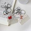 Cute Bow Cat Keychain Acetic Acid Animals Bag Pendant Creative Acetate Comb Pendant  Backpack Decor