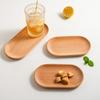 Plateau en bois de hêtre de style japonais, vaisselle en bois pour dessert, sushi, collation, fruits, vaisselle décorative, assiettes ovales solides, 1 pièce