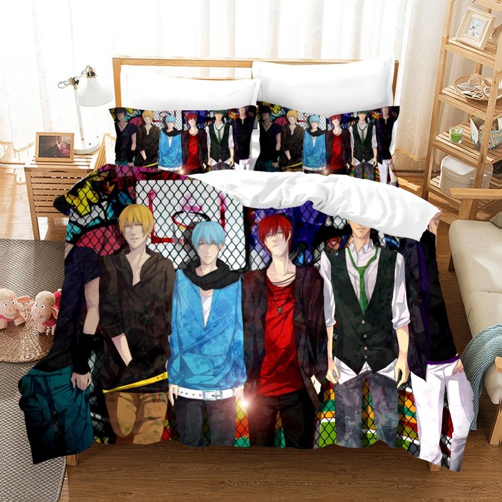 Anime KurokoS Basketball Kuroko Tetsuya Bedding Collection With Bed Linen Cartoon Duvet Cover Collection Pillowcase Twin Size For Boys Bedclothes